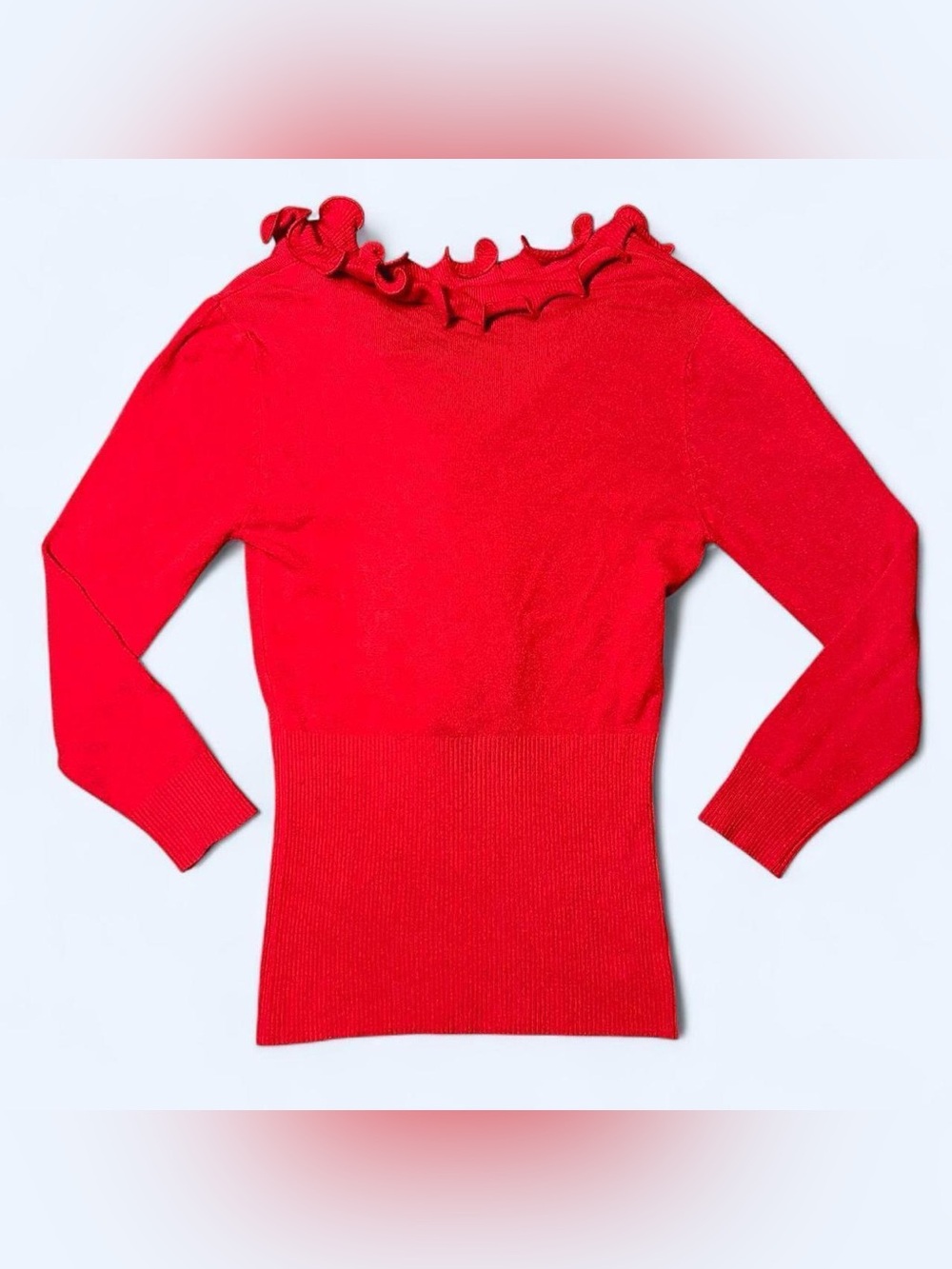 Y2K Red Ruffle Sweater Top by Vila Milano! - Picture 7 of 7